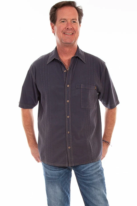 Scully Leather Company Men's Farthest Point Collection Shirt: Short Sleeve Traveler Vallarta Blue 3 Scully Leather Company Men's Farthest Point Collection Shirt: Short Sleeve Traveler Vallarta Blue