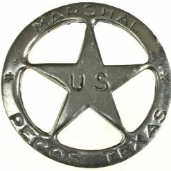 OutWest Shop Old West Historic Replica Badge: US Marshal Pecos Texas Star Men's