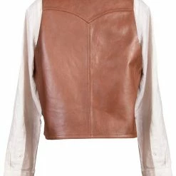 Scully Leather Company Men's Leather Vest Collection: Scully Western Lambskin, Button Front, Antique Brown