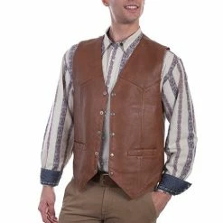 Scully Leather Company Men's Leather Vest Collection: Scully Western Soft Touch Lamb, Tan