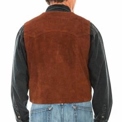 Scully Leather Company Men's Leather Vest Collection: Scully Western Style, Lapel W Snaps, Suede