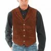 Scully Leather Company Men's Leather Vest Collection: Scully Western Style, Lapel W Snaps, Suede