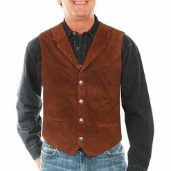 Scully Leather Company Men's Leather Vest Collection: Scully Western Style, Lapel W Snaps, Suede