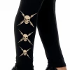 Liberty Wear Collection Leggings: Rhinestone Three Skulls & Lightning