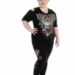 Liberty Wear Collection Leggings: Rhinestone Devilish Skull