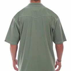 Scully Leather Company Men's Farthest Point Collection Shirt: Short Sleeve Palm Trees Moss