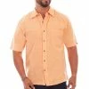 Scully Leather Company Men's Farthest Point Collection Shirt: Short Sleeve Palm Trees Papaya