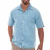 Scully Leather Company Men's Farthest Point Collection Shirt: Short Sleeve Palm Trees Blue