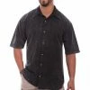 Scully Leather Company Men's Farthest Point Collection Shirt: Short Sleeve Trac Black Distressed
