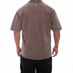 Scully Leather Company Men's Farthest Point Collection Shirt: Short Sleeve Trac Latte Distressed