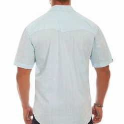 Scully Leather Company Men's Farthest Point Collection Shirt: Short Sleeve Beachwood Aqua