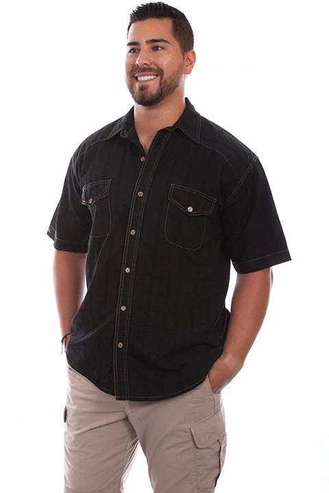 Scully Leather Company Men's Farthest Point Collection Shirt: Short Sleeve Beachwood Black 3 Scully Leather Company Men's Farthest Point Collection Shirt: Short Sleeve Beachwood Black