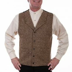 Scully Leather Company Men's Western Vest Collection: Wahmaker Brown Tweed