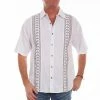 Scully Leather Company Men's Farthest Point Collection Shirt: Short Sleeve Calypso White Grey