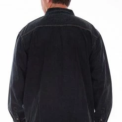Scully Leather Company Men's Farthest Point Collection Shirt: Denim Black Distressed