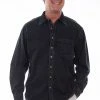 Scully Leather Company Men's Farthest Point Collection Shirt: Denim Black Distressed