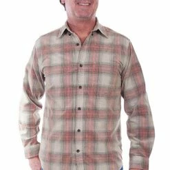Scully Leather Company Men's Farthest Point Collection Shirt: Outdoor Corduroy Plaid Red