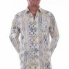 Scully Leather Company Men's Farthest Point Collection Shirt: Tiki Batik Print Popover Style