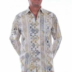 Scully Leather Company Men's Farthest Point Collection Shirt: Tiki Batik Print Popover Style