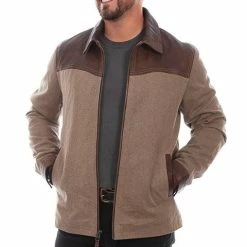 Scully Leather Company Men's Farthest Point Collection Jacket: Outdoor Cotton & Leather Trim