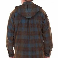Scully Leather Company Men's Farthest Point Collection Jacket: Outdoor Corduroy Plaid Hoodie Blue