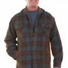 Scully Leather Company Men's Farthest Point Collection Jacket: Outdoor Corduroy Plaid Hoodie Blue