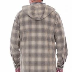 Scully Leather Company Men's Farthest Point Collection Jacket: Outdoor Corduroy Plaid Hoodie Tan