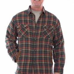 Scully Leather Company Men's Farthest Point Collection Shirt: Outdoor Flannel Plaid Forest