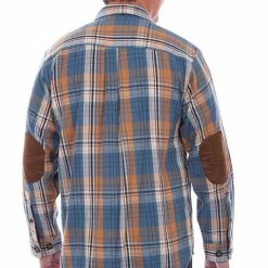 Scully Leather Company Men's Farthest Point Collection Shirt: Outdoor Flannel Plaid Elbow Patches