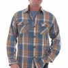Scully Leather Company Men's Farthest Point Collection Shirt: Outdoor Flannel Plaid Elbow Patches