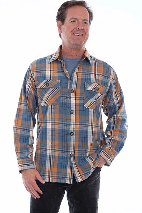 Scully Leather Company Men's Farthest Point Collection Shirt: Outdoor Flannel Plaid Elbow Patches 3 Scully Leather Company Men's Farthest Point Collection Shirt: Outdoor Flannel Plaid Elbow Patches