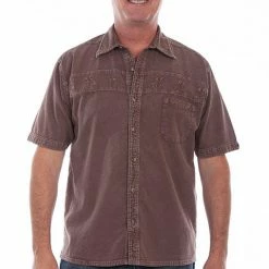 Scully Leather Company Men's Farthest Point Collection Shirt: Short Sleeve Buckin' Broncos