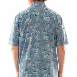 Scully Leather Company Men's Farthest Point Collection Shirt: Short Sleeve Aloha Hawaii Blue