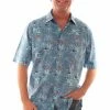 Scully Leather Company Men's Farthest Point Collection Shirt: Short Sleeve Aloha Hawaii Blue