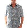 Scully Leather Company Men's Farthest Point Collection Shirt: Short Sleeve Aloha Hawaii Grey