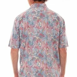 Scully Leather Company Men's Farthest Point Collection Shirt: Short Sleeve Aloha Hawaii Red
