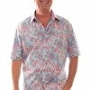 Scully Leather Company Men's Farthest Point Collection Shirt: Short Sleeve Aloha Hawaii Red