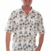 Scully Leather Company Men's Farthest Point Collection Shirt: Short Sleeve Aloha Hawaii White