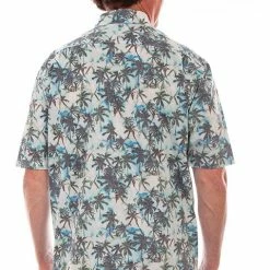 Scully Leather Company Men's Farthest Point Collection Shirt: Short Sleeve Aloha Hawaii Turquoise