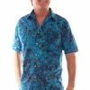 Scully Leather Company Men's Farthest Point Collection Shirt: Short Sleeve Batik Print Ocean