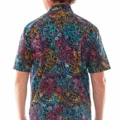 Scully Leather Company Men's Farthest Point Collection Shirt: Short Sleeve Batik Print Paisley
