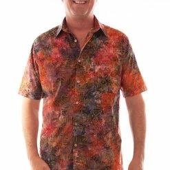 Scully Leather Company Men's Farthest Point Collection Shirt: Short Sleeve Batik Print