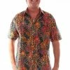Scully Leather Company Men's Farthest Point Collection Shirt: Short Sleeve Hawaiian Tahiti Print