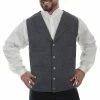 Scully Leather Company Men's Western Vest Collection: Wahmaker Heather Grey Pinstripe