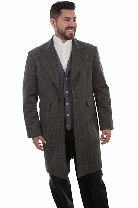 Scully Leather Company Men's Old West Collection Coat: Wahmaker Frock Black Stripe 3 Scully Leather Company Men's Old West Collection Coat: Wahmaker Frock Black Stripe