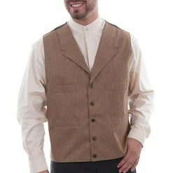 Scully Leather Company Men's Western Vest Collection: Wahmaker Classic Tan Plaid