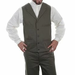 Scully Leather Company Men's Western Vest Collection: Wahmaker Herringbone Army