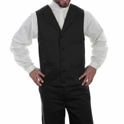 Scully Leather Company Men's Western Vest Collection: Wahmaker Herringbone Black