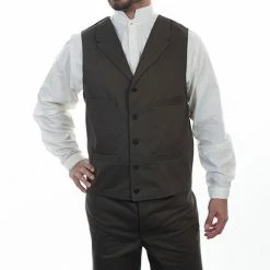 Scully Leather Company Men's Western Vest Collection: Wahmaker Herringbone Charcoal