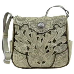 American West Handbags Ladies' American West Handbag Inlay Eagle Collection: Leather Messenger